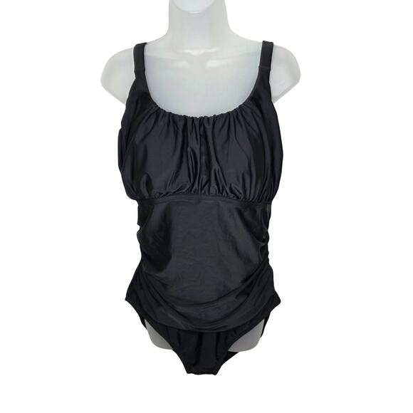 Black Women's Padded Adjustable Strap Tummy Control One Piece Swimsuit Size XXL - Picture 1 of 9